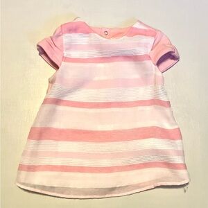 Mayoral Layered Striped Dressy Top w/Full Snap Back, Pink/White - 6/9 mo (VGUC)